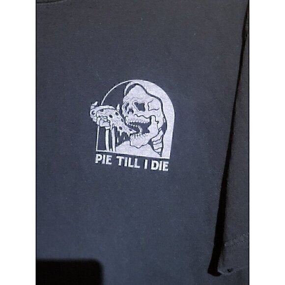 Sketchy Tank Men T-Shirt Black Pie Till I Die Skeleton Pizza Graphic Size L - Picture 3 of 5
